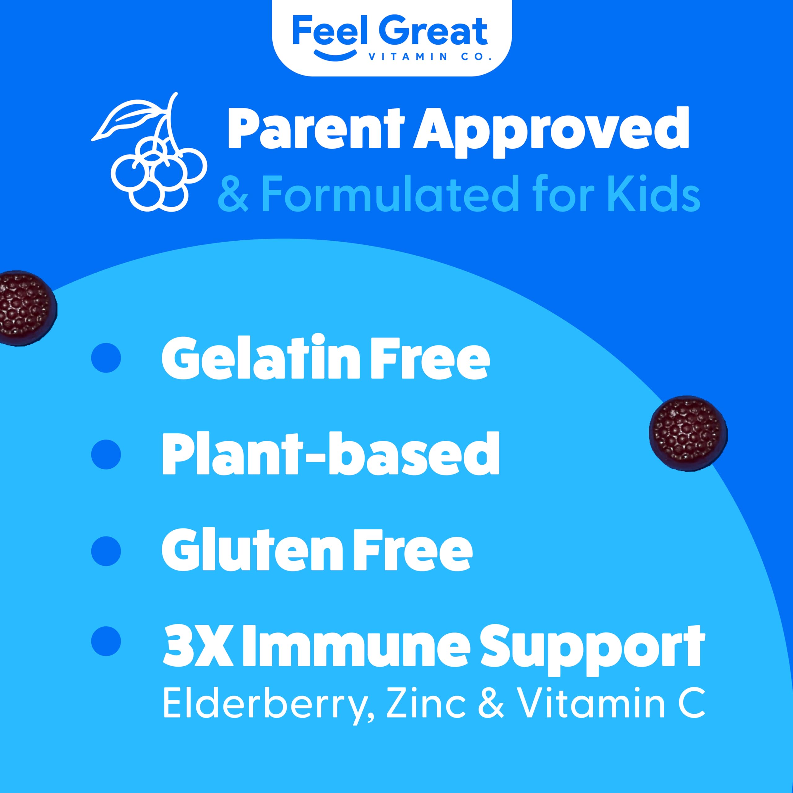 Feel Great Vegetarian Gummies packaging highlighting a plant-based formula.