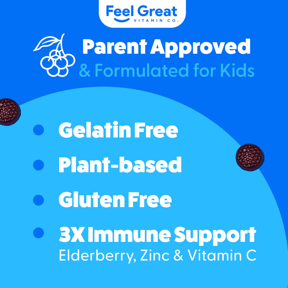 Feel Great Vegetarian Gummies packaging highlighting a plant-based formula.