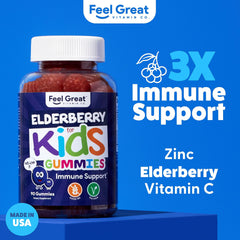 Feel Great Vitamin Co elderberry gummies for kids close-up, showing chewy texture