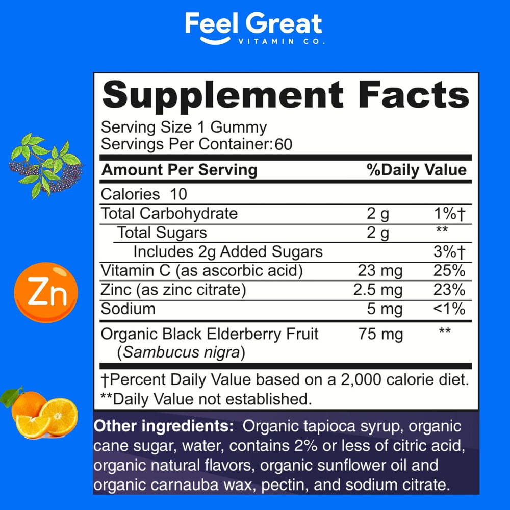 The Feel Great Vitamin Company elderberry gummies kids taste reveals a delicious berry flavor loved by kids.