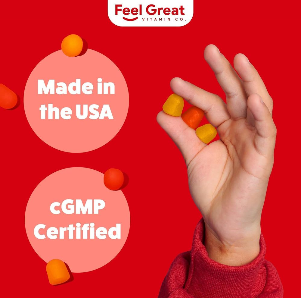Citrus-flavored gummies from Feel Great Vitamins Kids DHA Gummies.