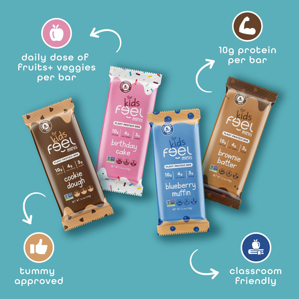 FEEL Kids Protein Bars Minis in lunchbox format ideal for school meals