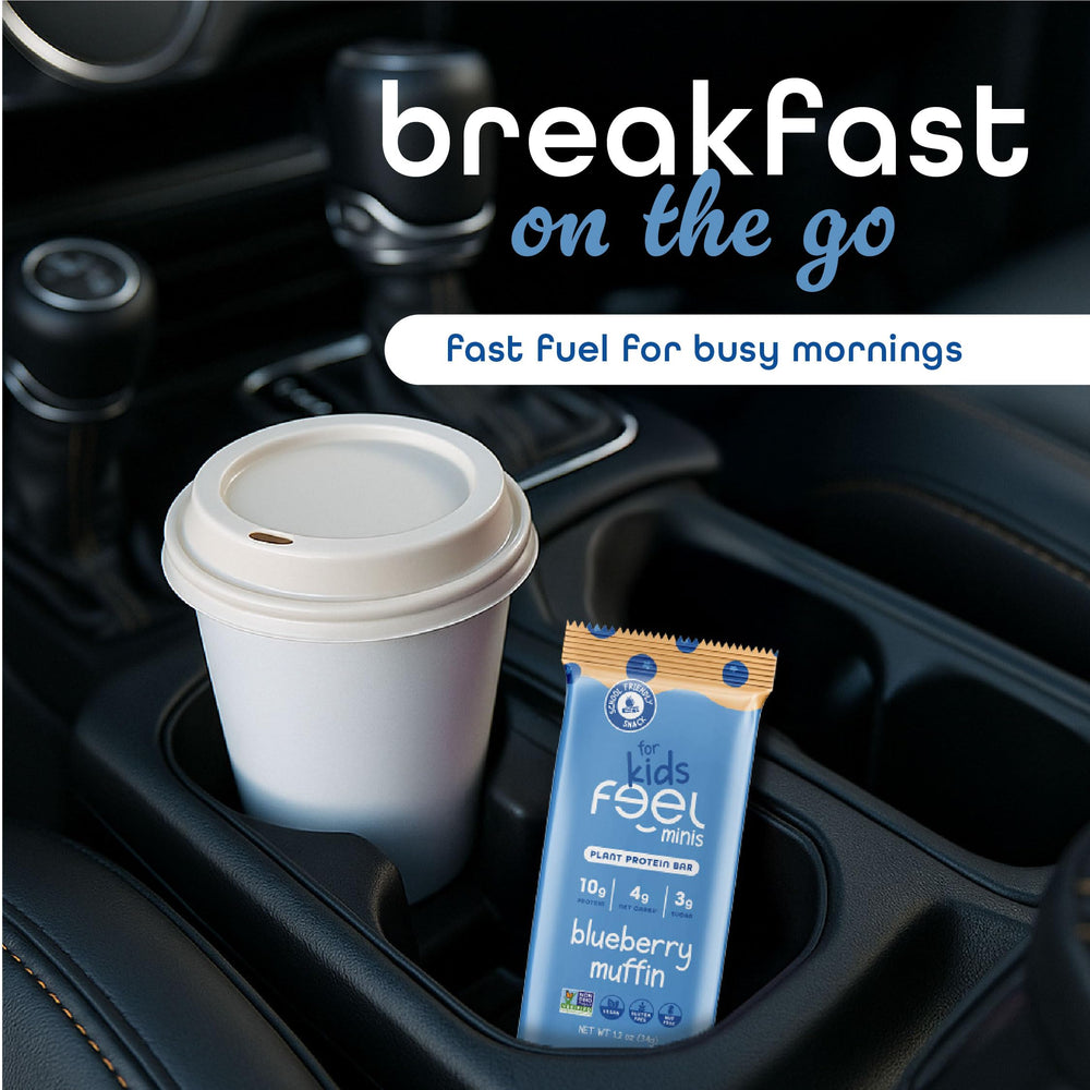 FEEL Kids Protein Bars Minis packaging showing clean label and allergen-friendly features