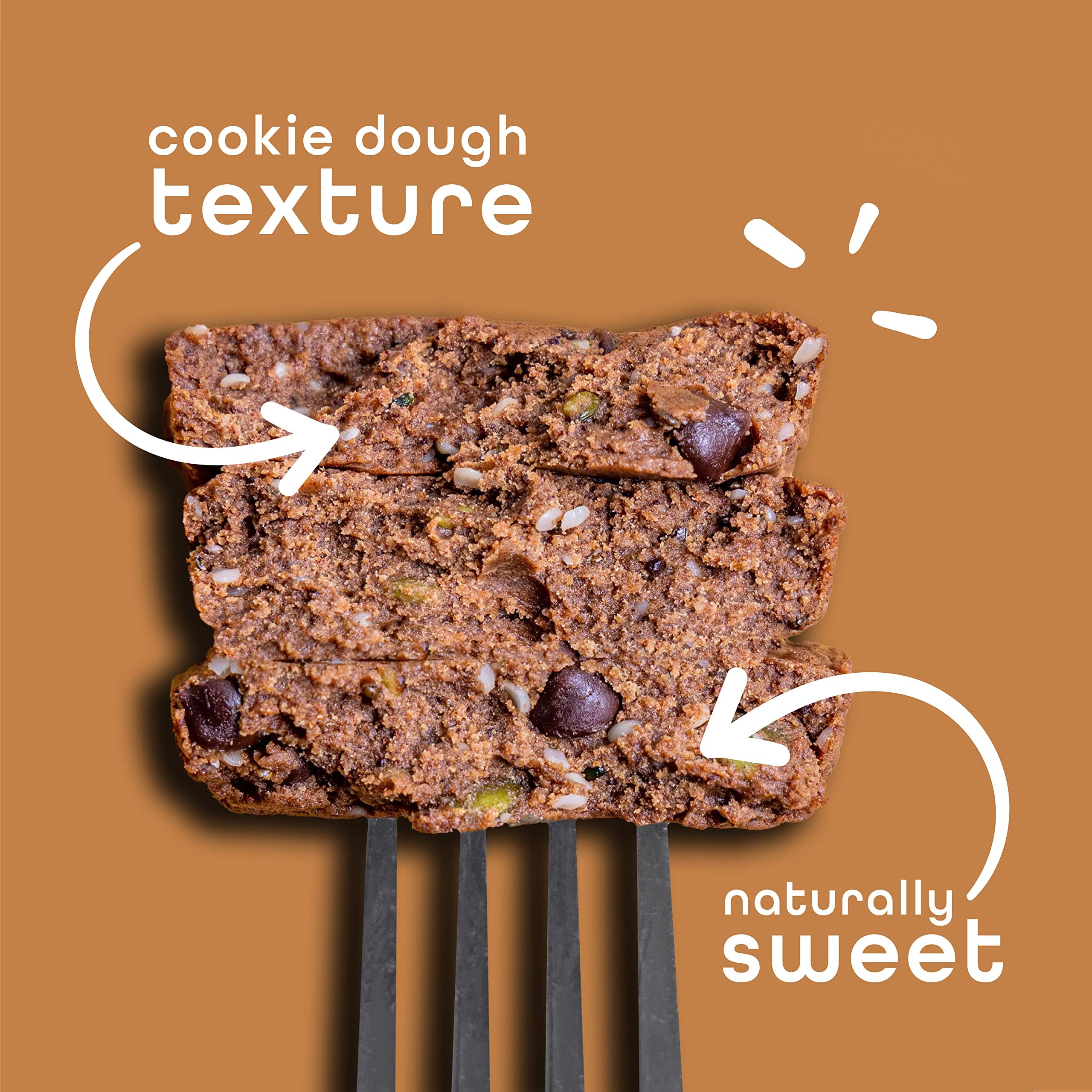 FEEL Vegan Bar cookie dough closeup highlights chewy texture and flavor