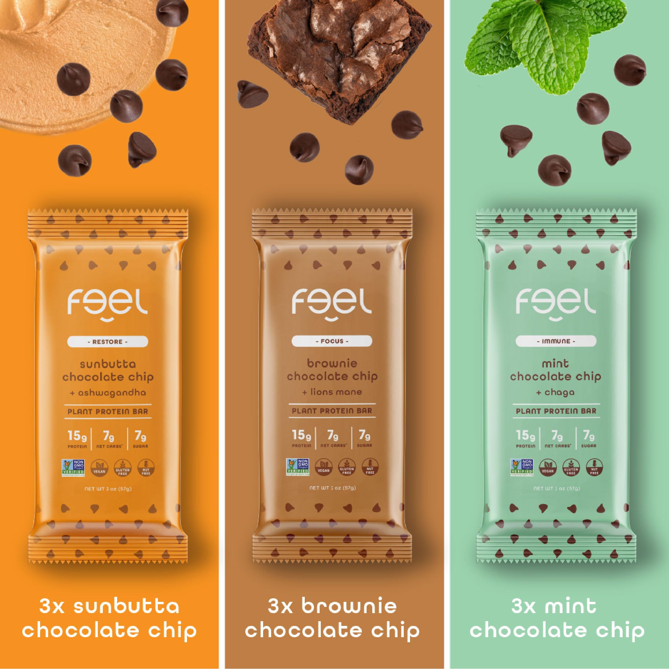 FEEL vegan protein bars 15g protein close-up on nutrient-dense ingredients for sustained energy