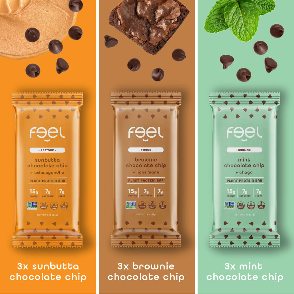 FEEL vegan protein bars 15g protein close-up on nutrient-dense ingredients for sustained energy