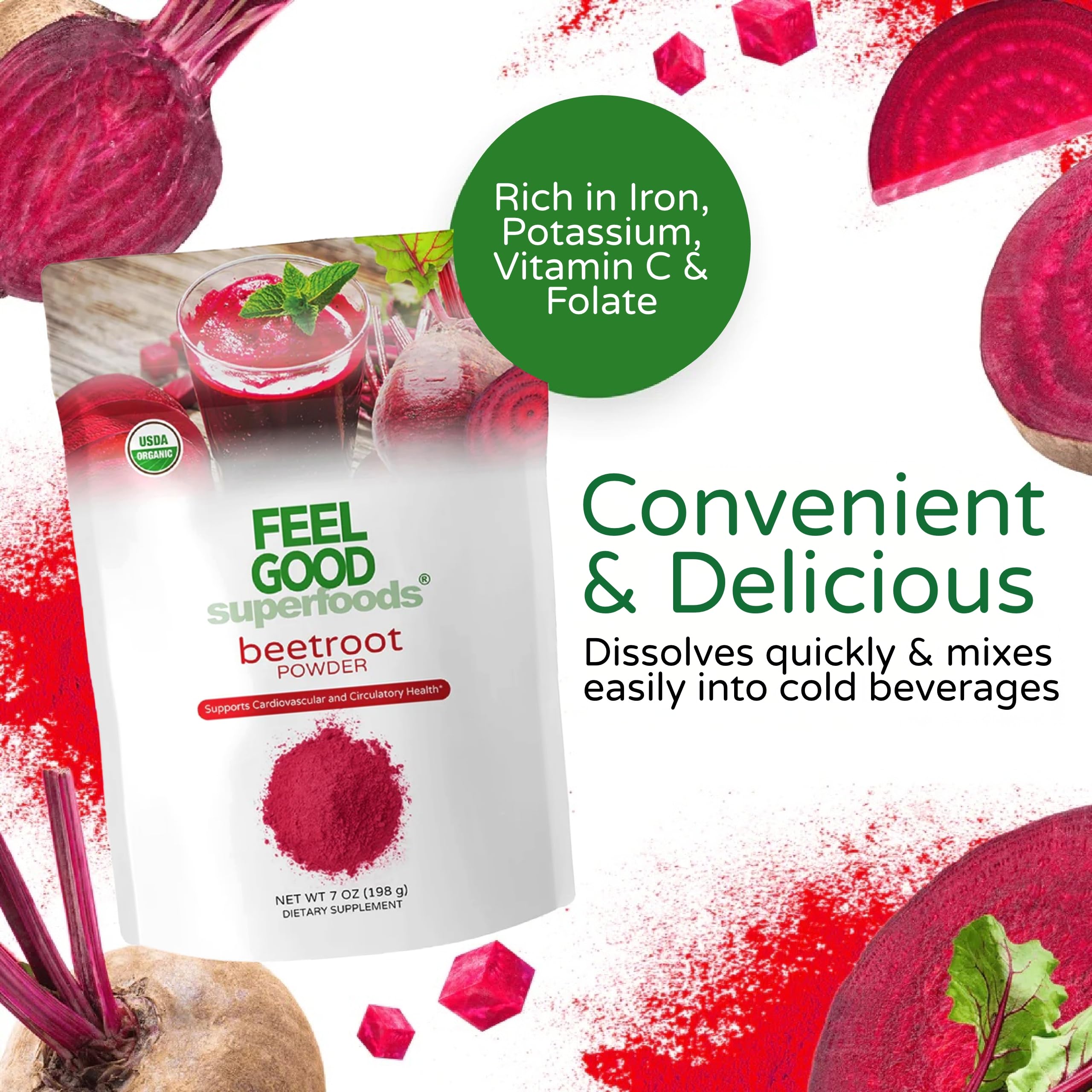FEEL GOOD beetroot powder pour into a smoothie for natural color