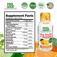 FeelGood orange immune shot pour highlighting smooth citrus flavor and portability.