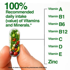 FeelGood Superfoods capsules closeup shows easy-to-swallow format.