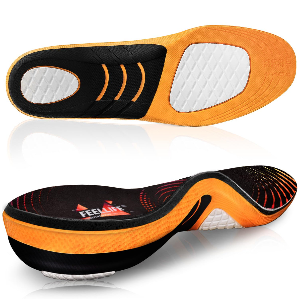 FEELLIFE arch-support insole, front view, promotes balanced stride and daily comfort