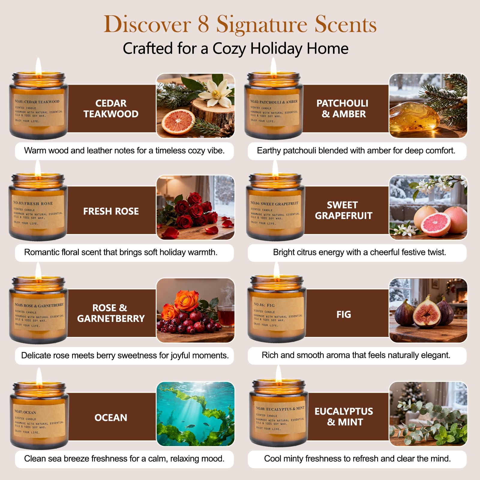 Feibao patchouli amber candle offers warm aroma for evenings.