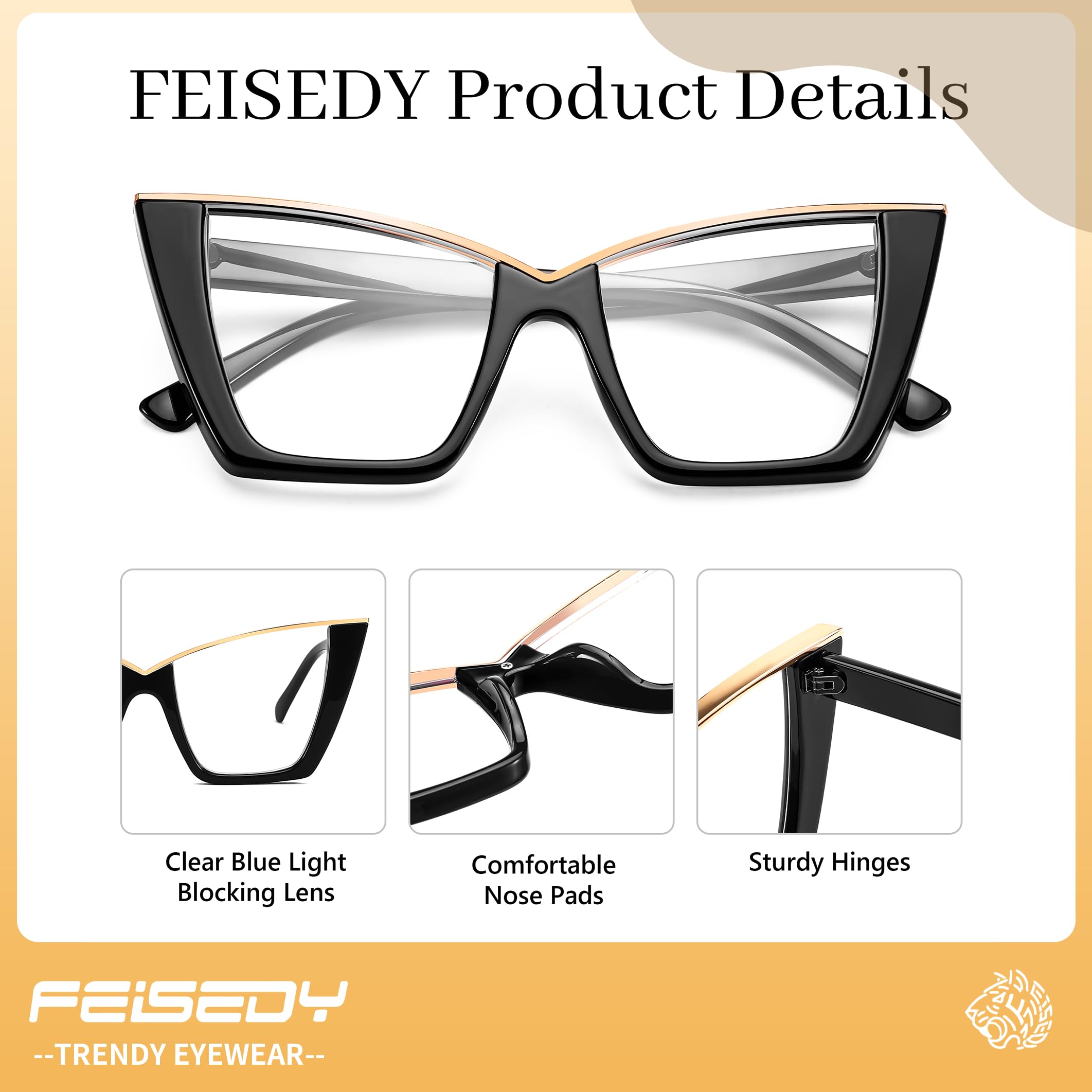 FEISEDY blue light eyewear ideal for work, travel, and reading.