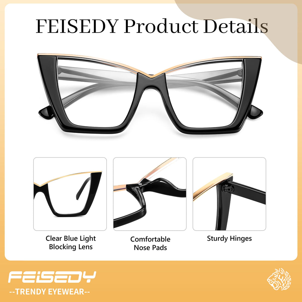 FEISEDY blue light eyewear ideal for work, travel, and reading.