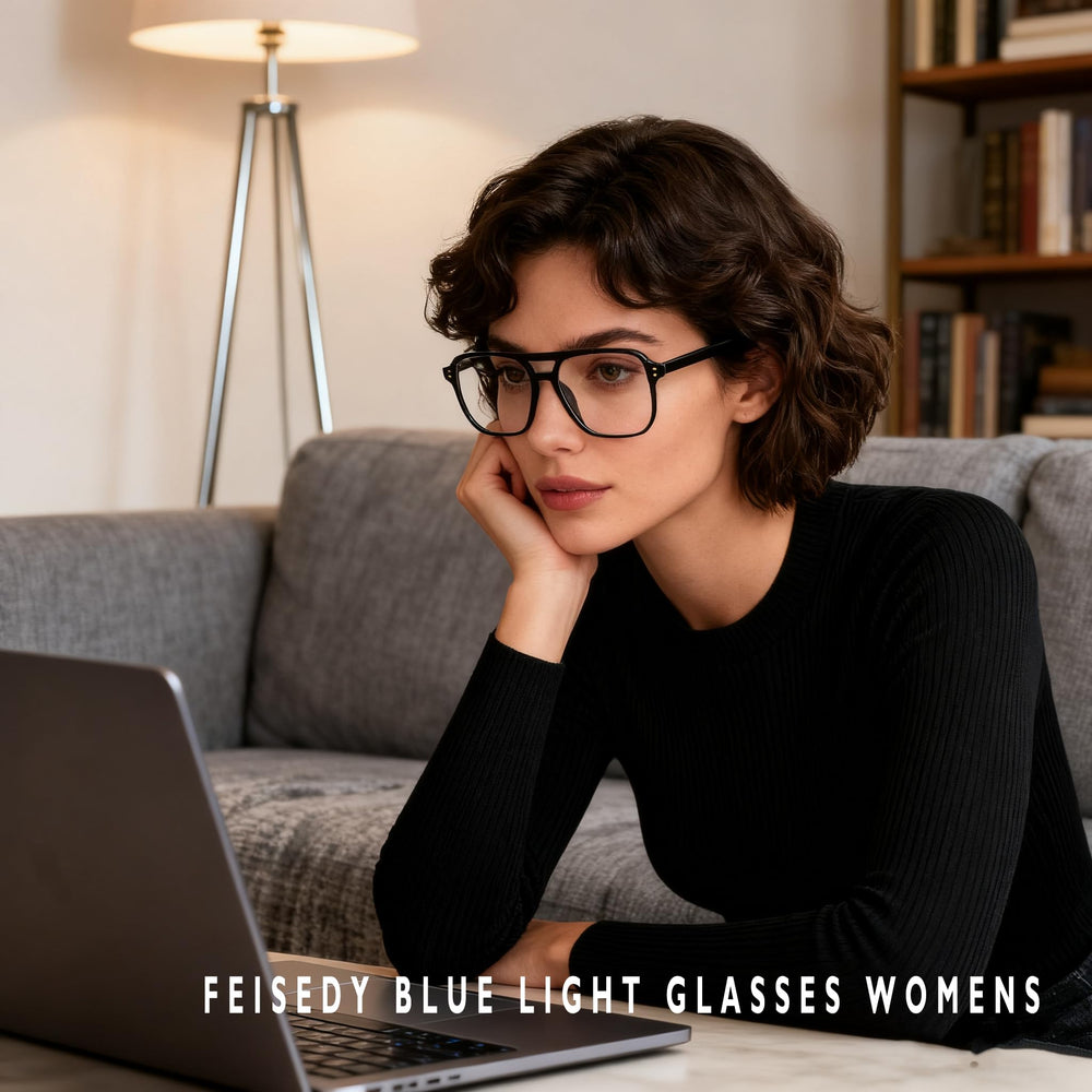 FEISEDY close-up lens shows anti-blue light protection for digital work