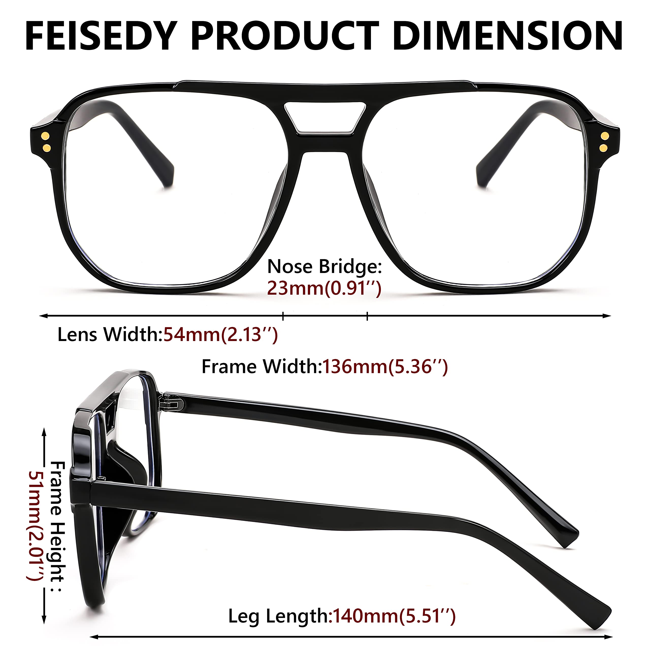 FEISEDY worn view highlights stylish square frame for everyday use