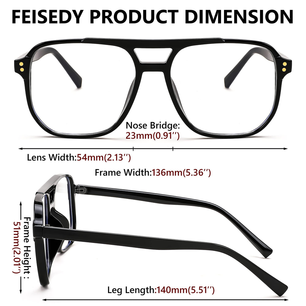 FEISEDY worn view highlights stylish square frame for everyday use