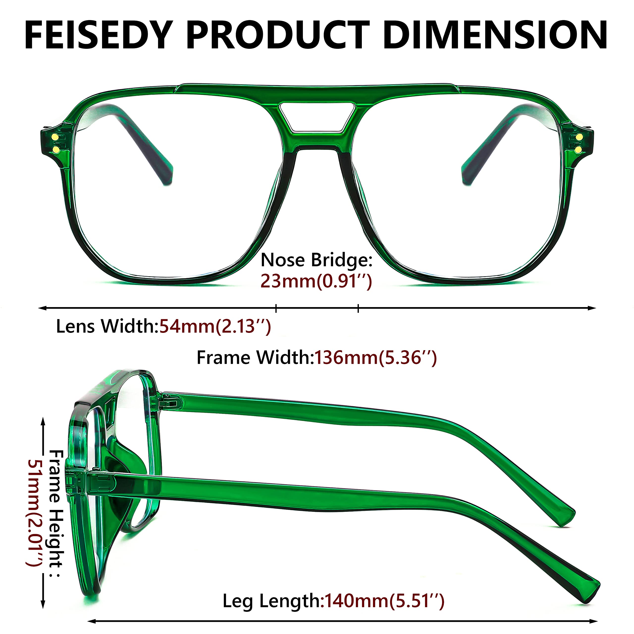 FEISEDY fashion square frame boosts style during video calls and gaming.
