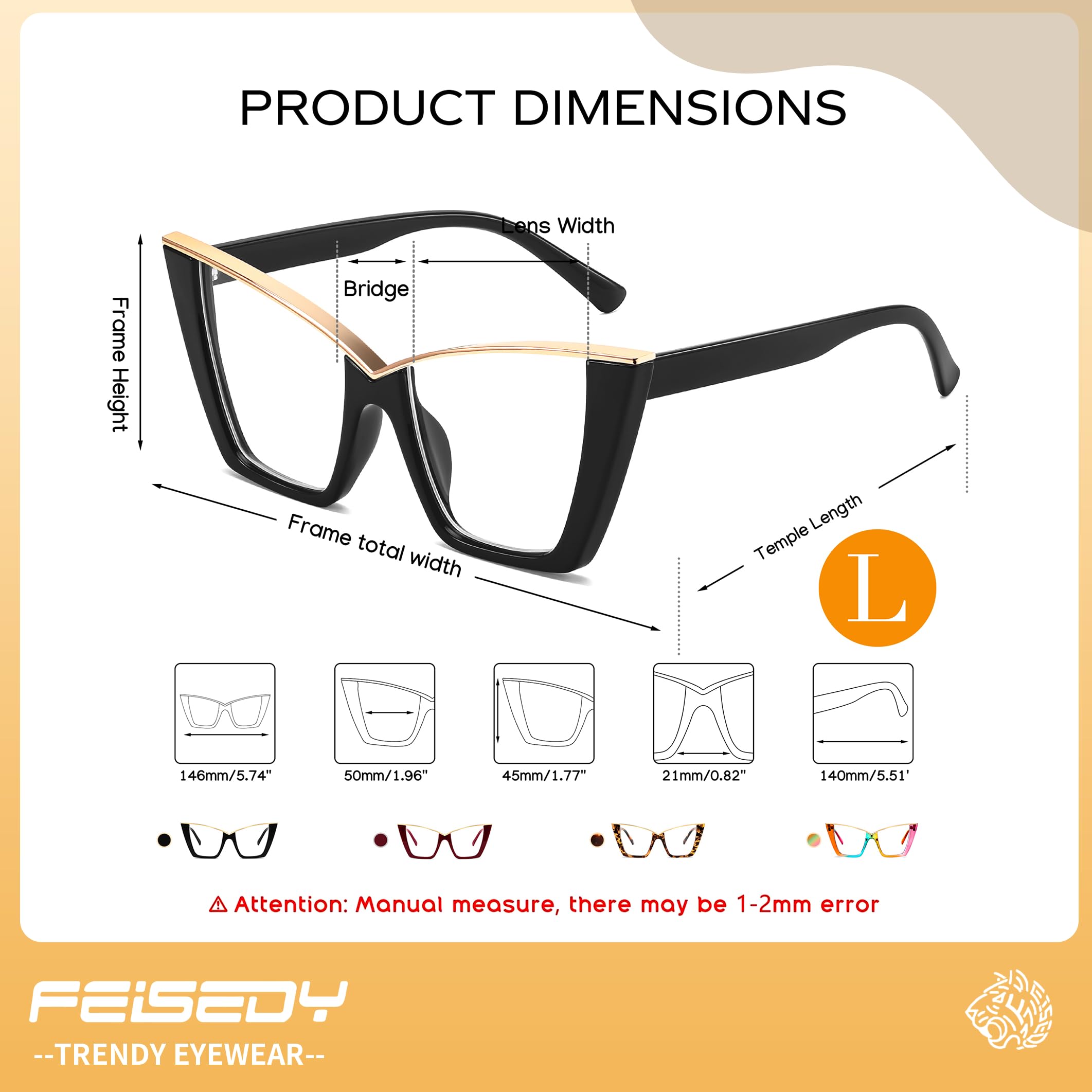 FEISEDY precise dimensions support comfortable fit for various face shapes.