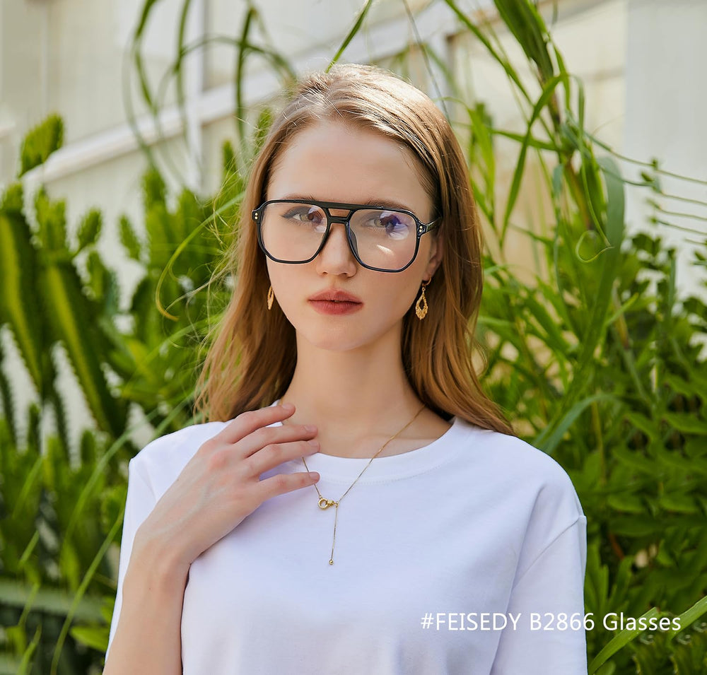 FEISEDY oversized pilot frame from the blue light glasses collection, ideal for long work sessions.