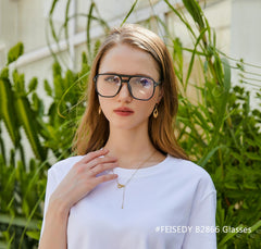 FEISEDY oversized pilot frame from the blue light glasses collection, ideal for long work sessions.