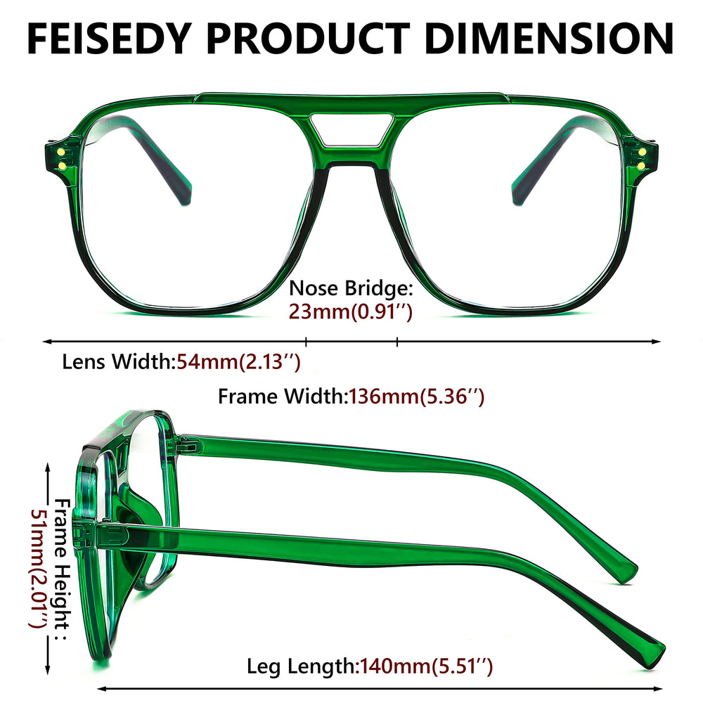 FEISEDY pilot-style frame detail emphasizes comfortable nose bridge.