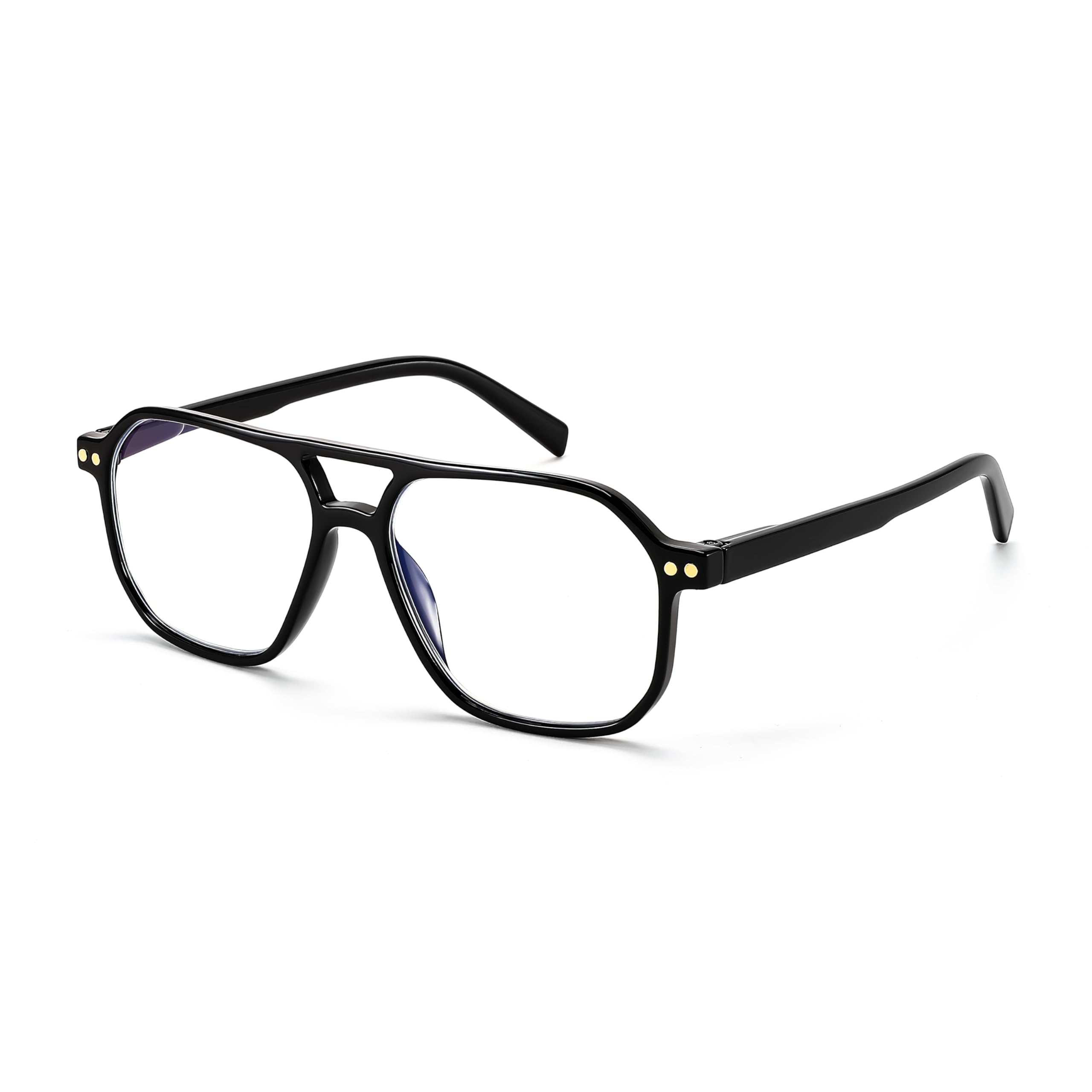 FEISEDY retro aviator reading glasses with square frames for blue light protection during screen time.