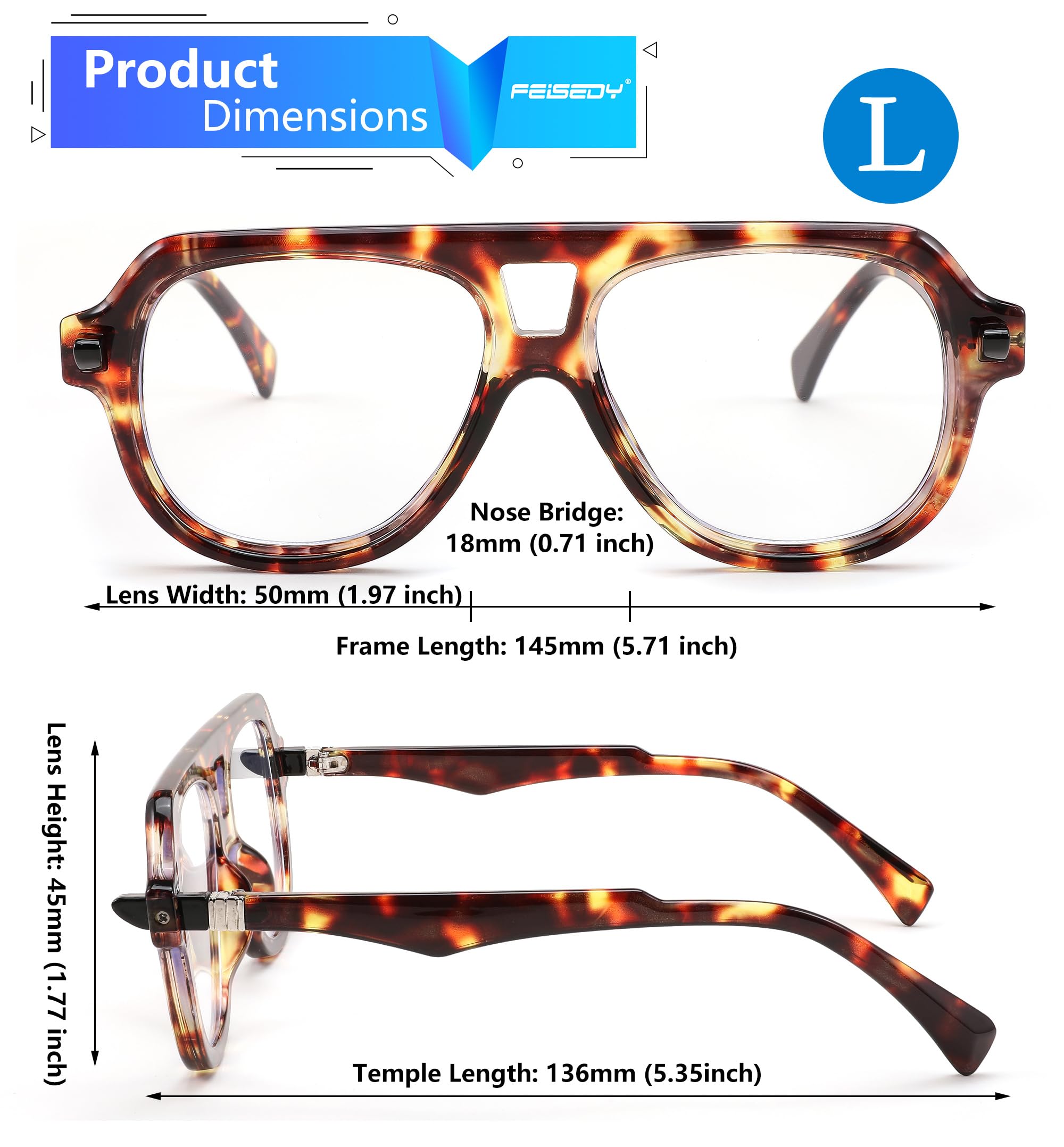 FEISEDY unisex aviator eyewear fits both women and men for everyday style.
