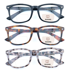 FEIVSN 3-pack bifocal reading glasses in rectangular design for all-day versatility