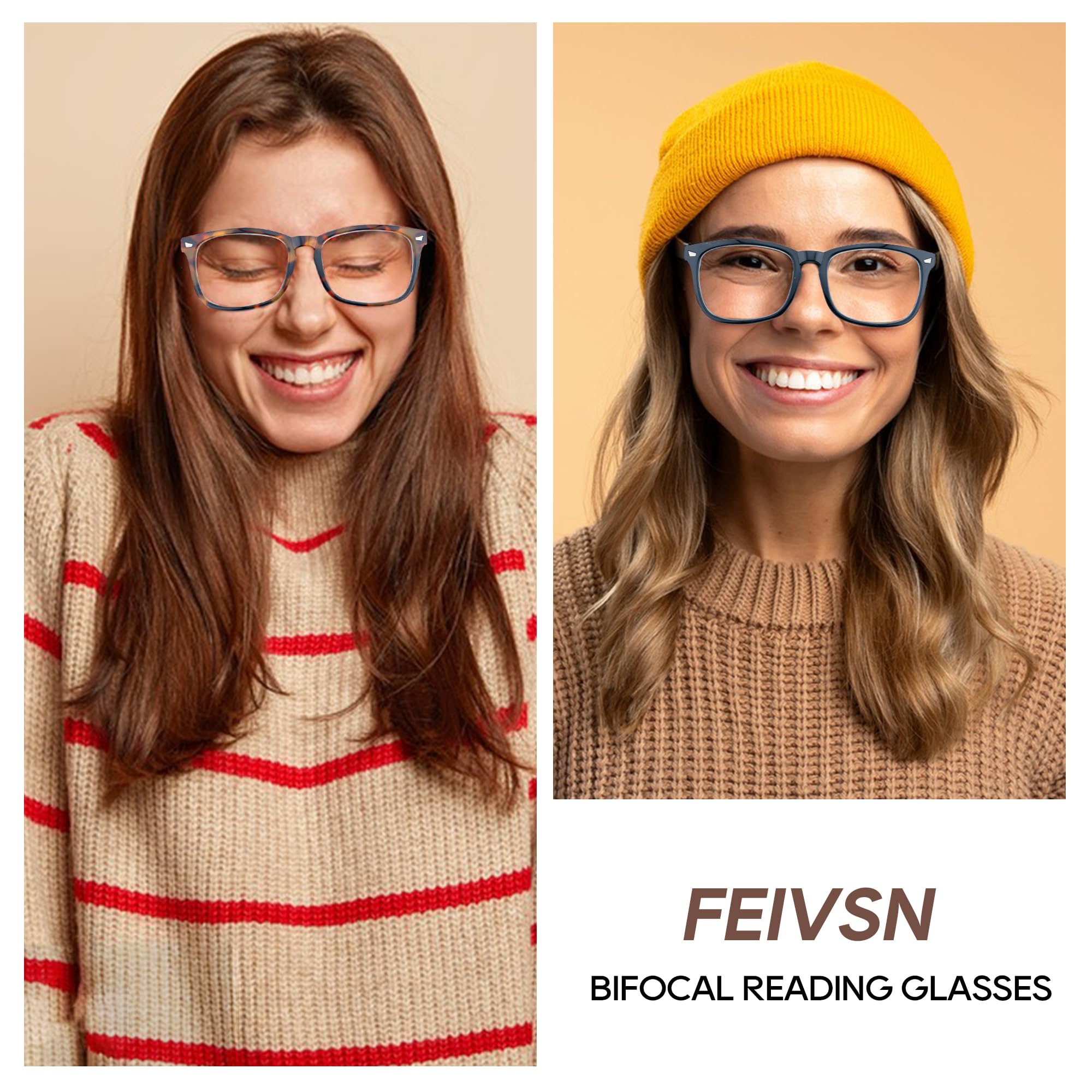 FEIVSN bifocal glasses with pea color frame for lightweight comfort