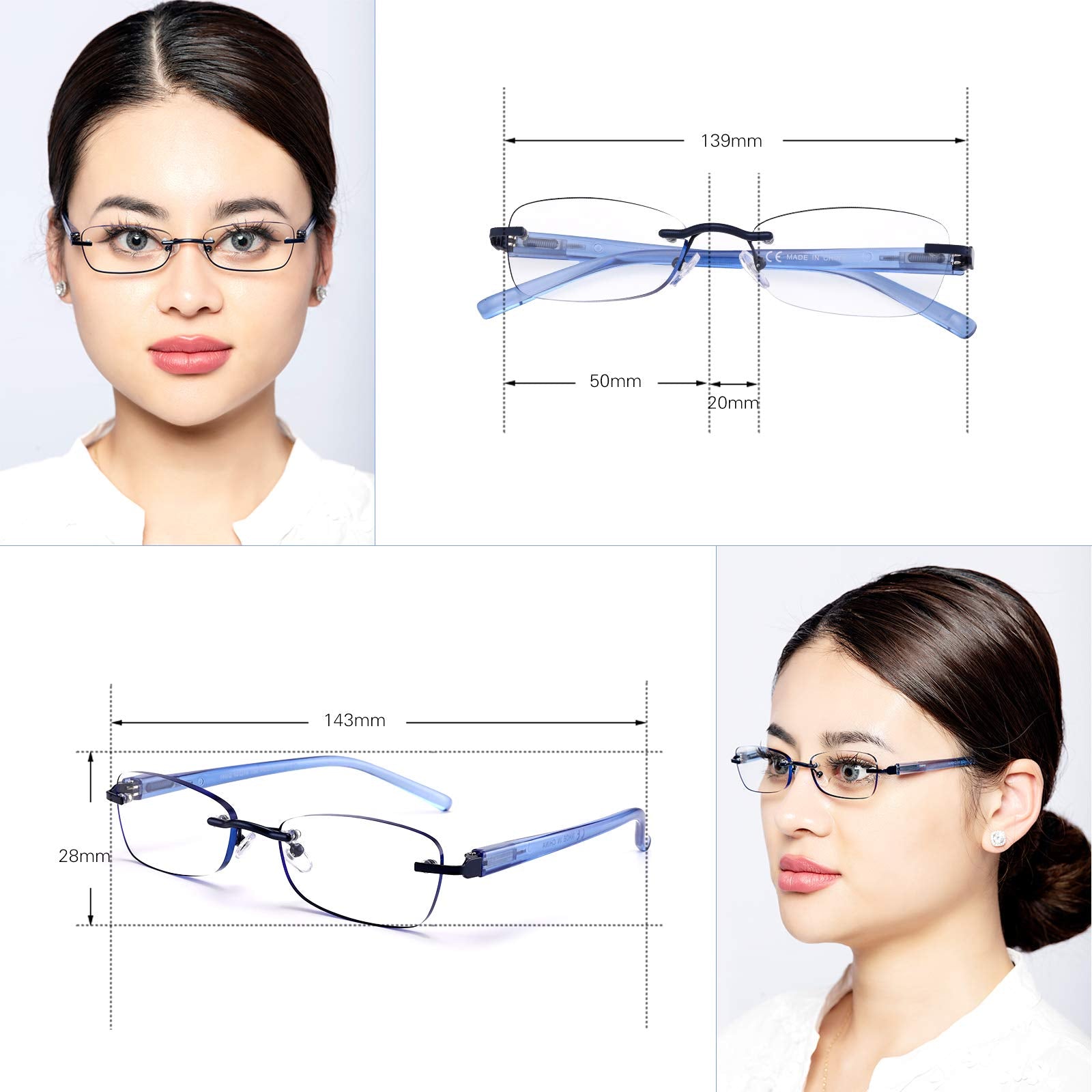 FEIVSN rimless glasses with tinted edge enhance style while adding a unique detail