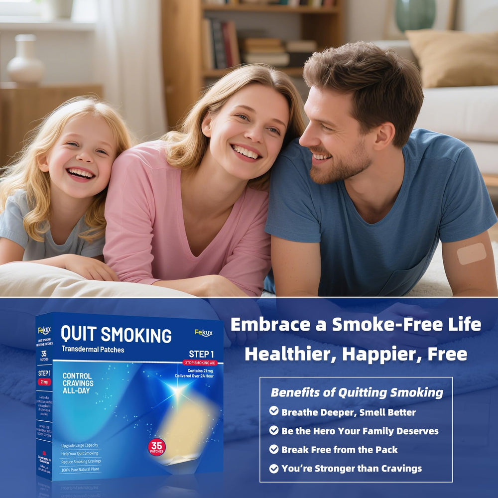 Fekux Quit Smoking Patch 24-hour delivery concept highlighting steady nicotine support