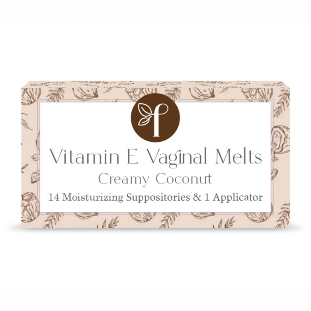 Femallay Organic Vaginal Melts coconut packaging highlights convenient, moisture-boosting care for daily comfort.
