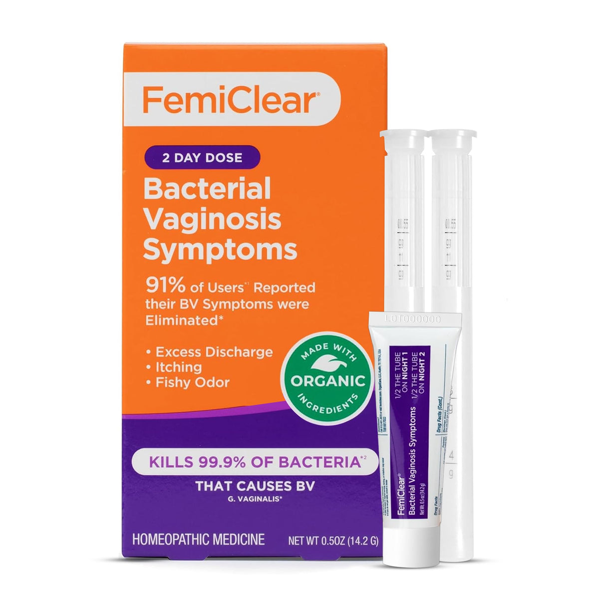 FemiClear BV Symptoms ointment tube for overnight symptom relief