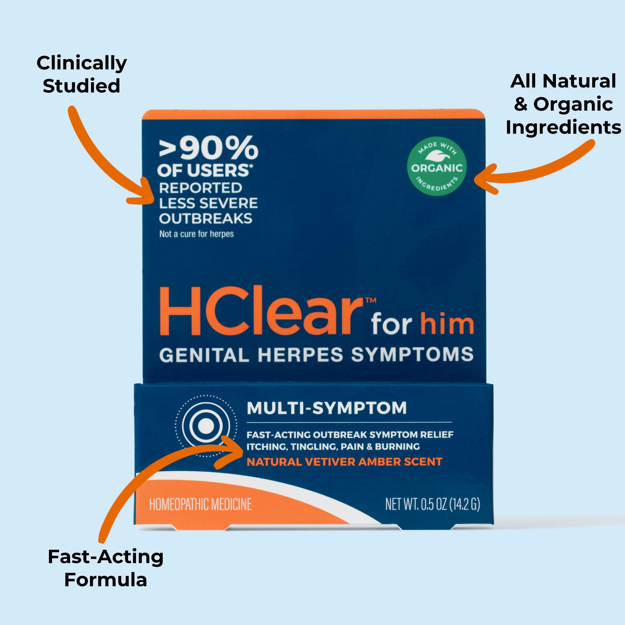 FemiClear HClear for him organic olive oil base, all-natural formulation.