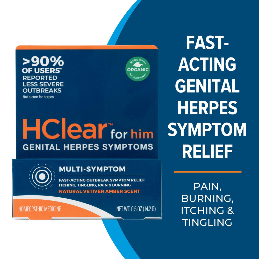 FemiClear HClear for him tube back view, packaging and usage details.