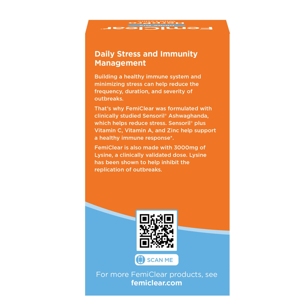 Brand recognition of FemiClear HerpPro on the product label