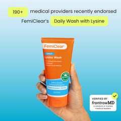 FemiClear Ultra-Gentle Wash bottle dispense illustrates easy, controlled application.