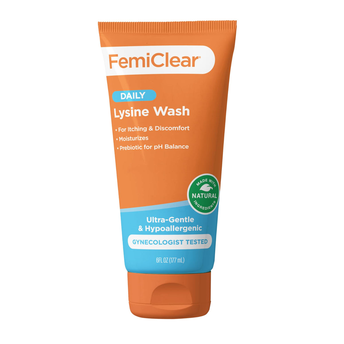 FemiClear Ultra-Gentle Wash bottle pour for easy daily cleansing, gentle on sensitive skin.