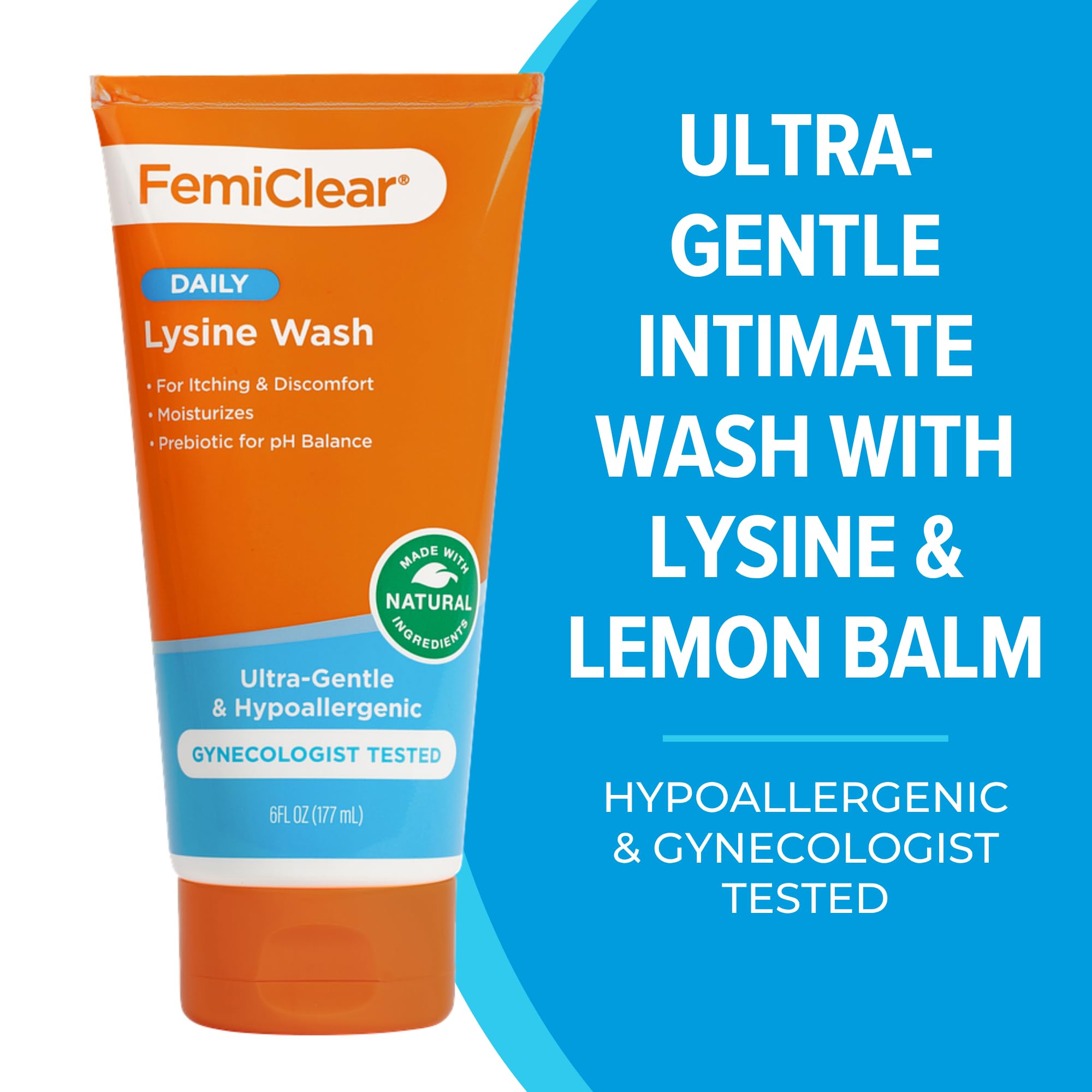 FemiClear Ultra-Gentle Wash foam close-up shows creamy lather and gentle cleanse.
