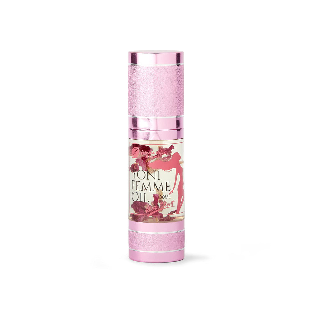 Femme Detox Yoni Oil drops applied for soothing and moisturizing