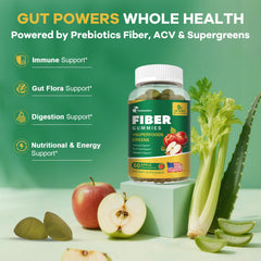 Femmetra apple-flavored gummies close-up shows tasty, convenient fiber intake.