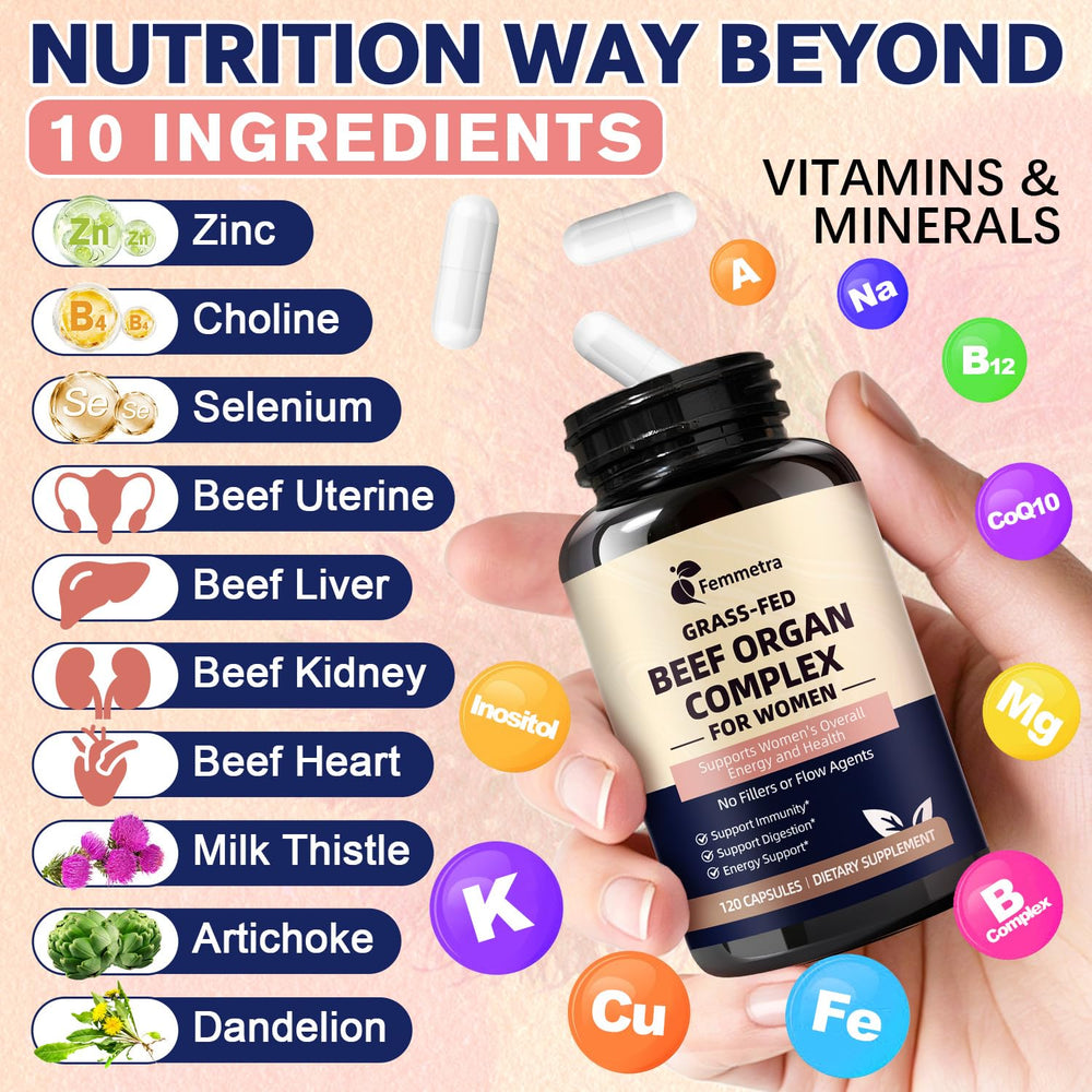 Femmetra Milk Thistle extract note highlighting detox-support herbs.