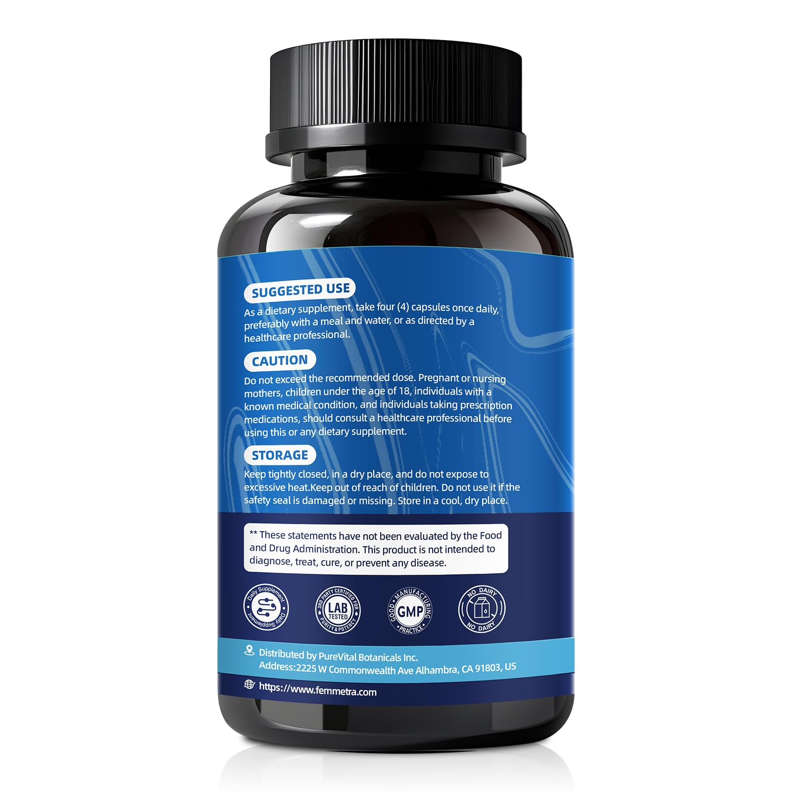 Label detail highlights vegan, gluten-free, and non-GMO assurances