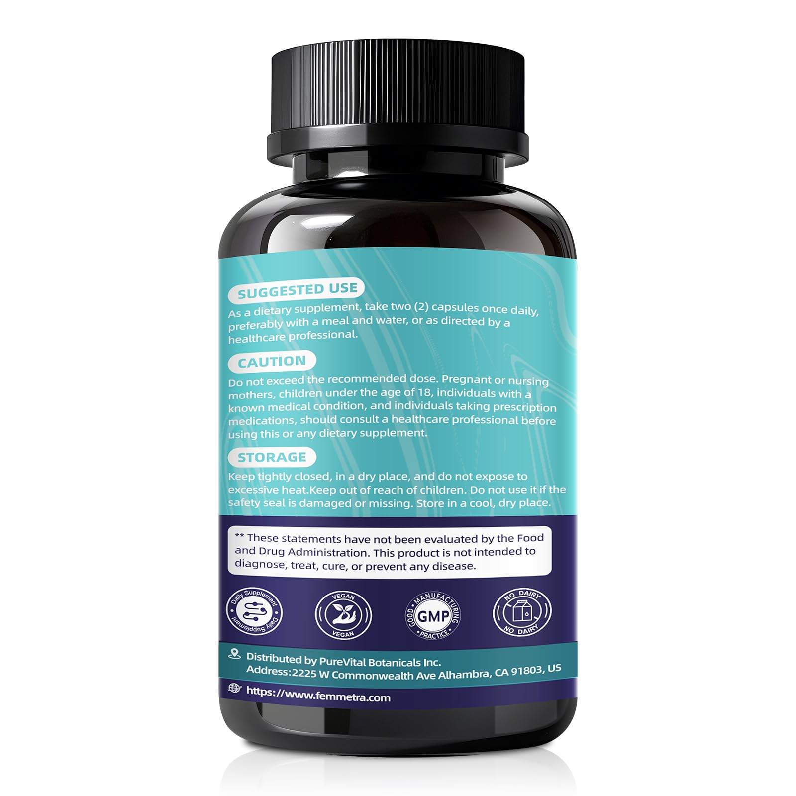 Femmetra NAC daily use setup with water and capsules