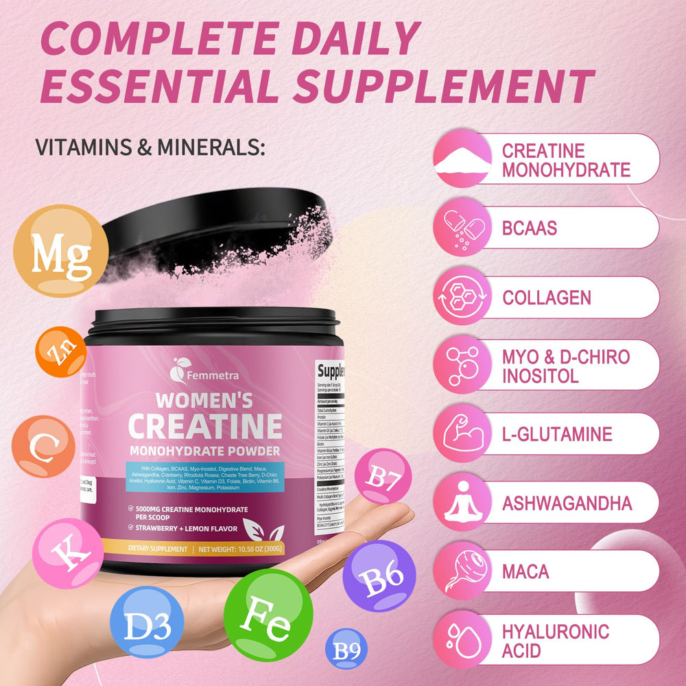 Femmetra strawberry lemon flavor powder scoop highlights refreshing taste