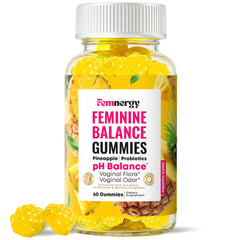 Femnergy feminine balance gummies bottle showing daily comfort support