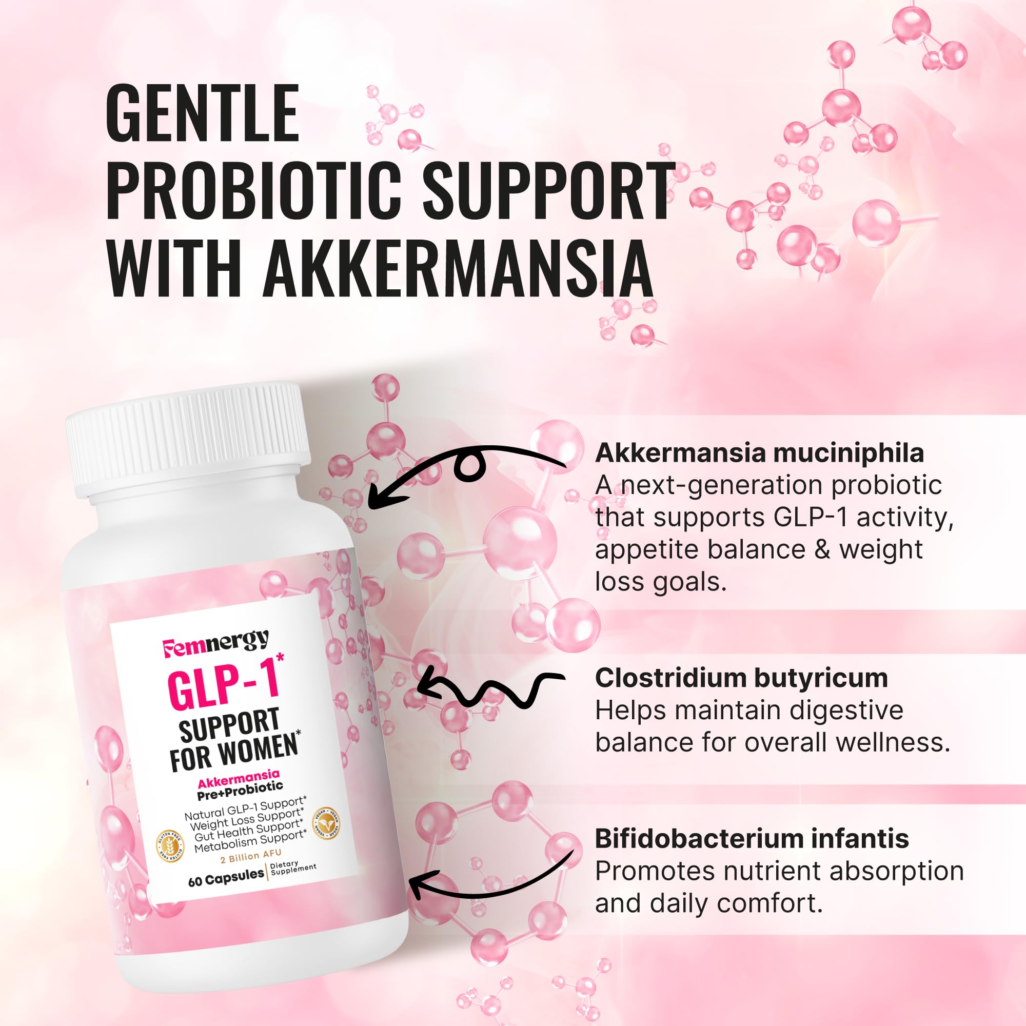 Femnergy GLP-1 digestive balance concept plate illustrating gut wellness.