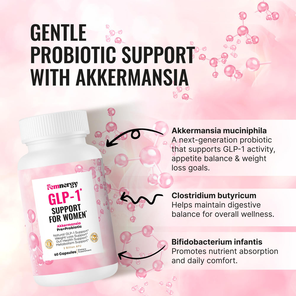 Femnergy GLP-1 digestive balance concept plate illustrating gut wellness.