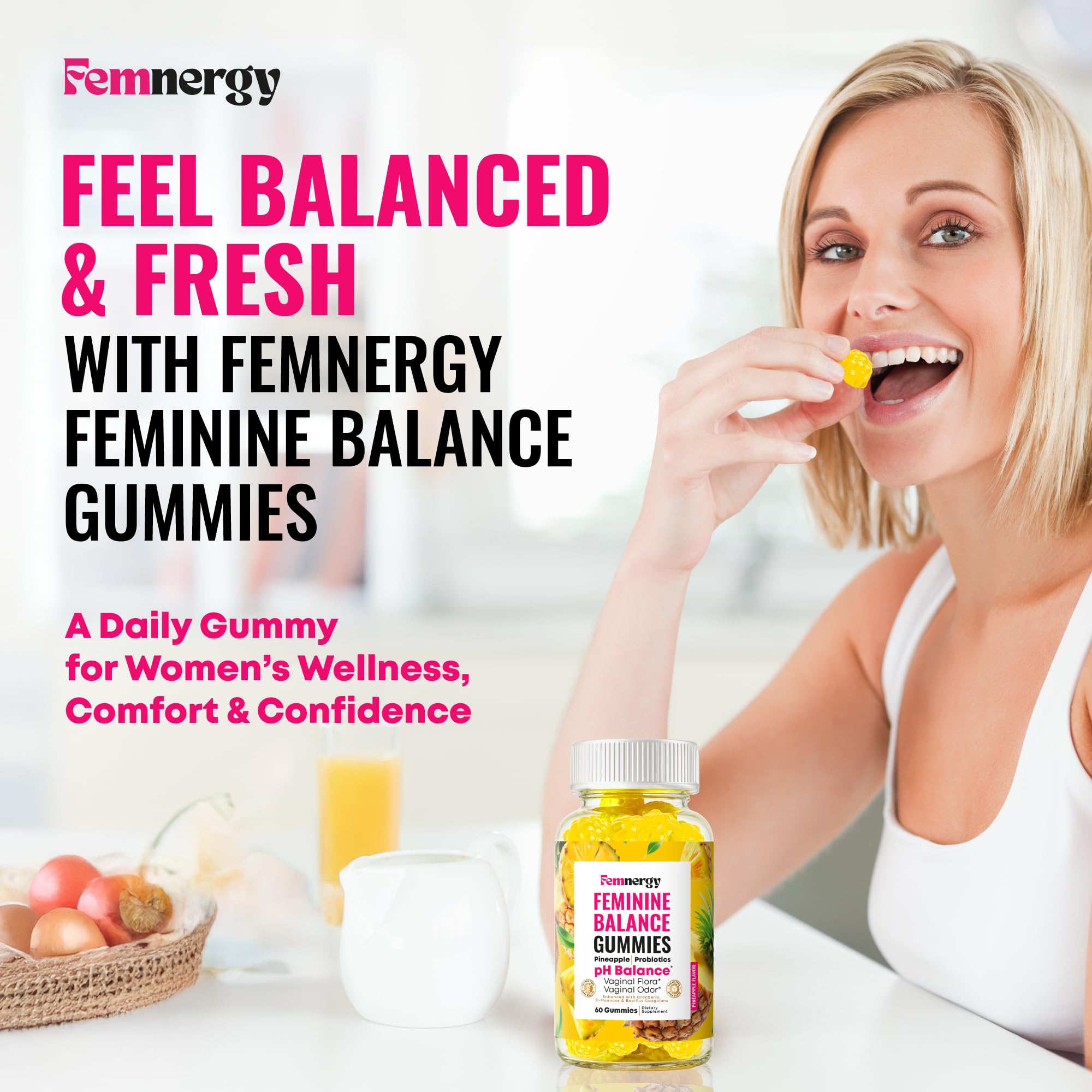 Femnergy gluten free vegan label signals clean plant based feminine care
