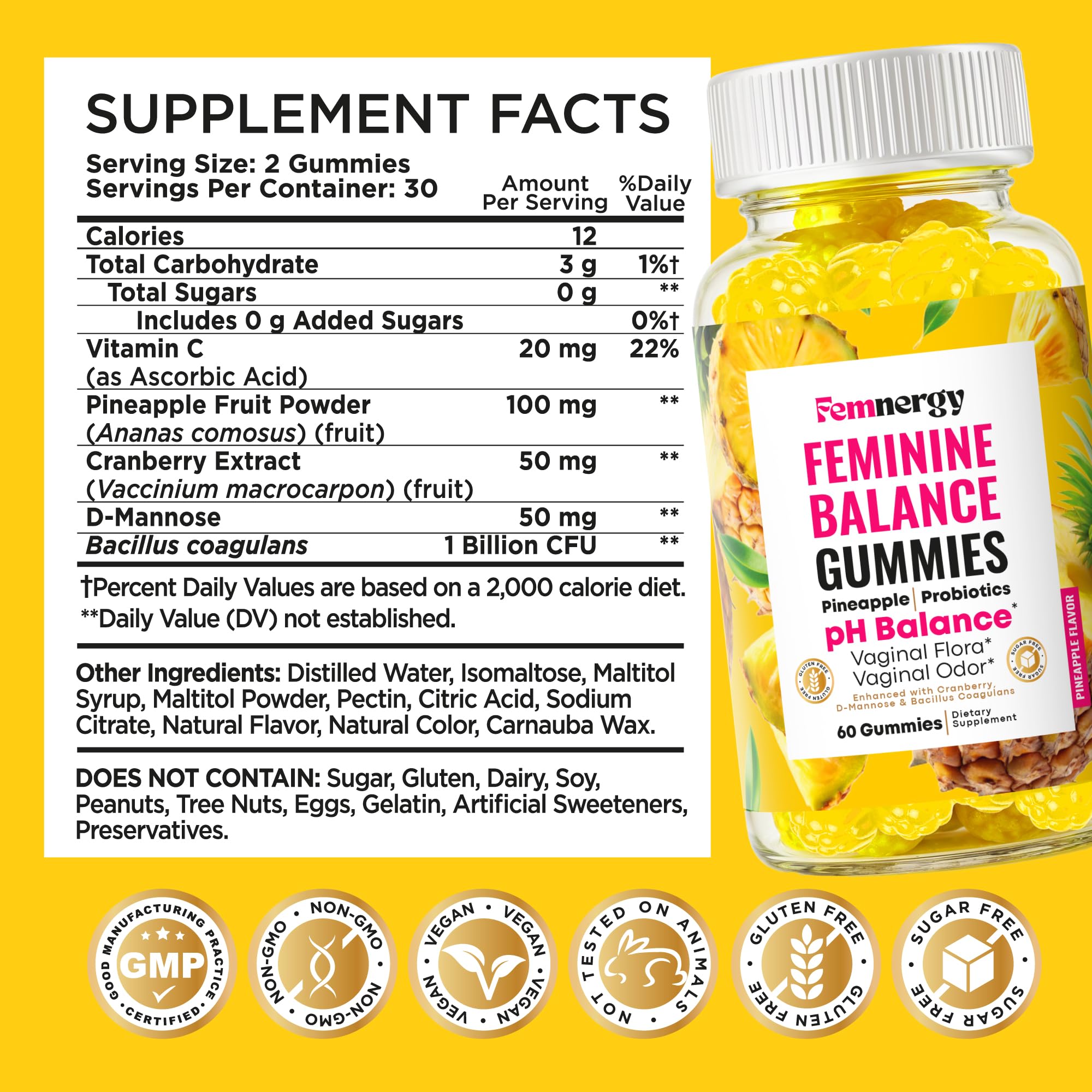 Femnergy packaging and quality seal communicates GMP standards